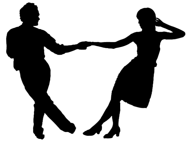 Silhouette drawing of a man and woman dancing 