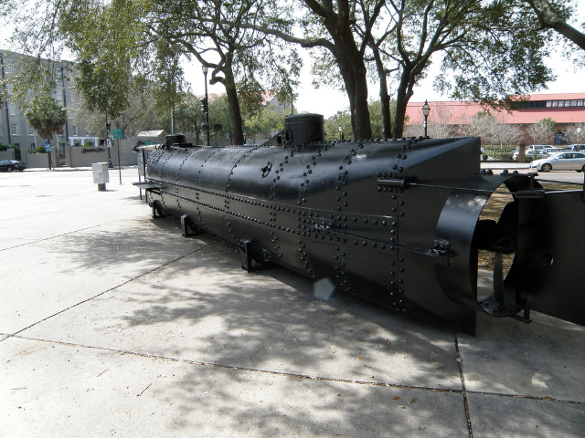 A black submarine. 