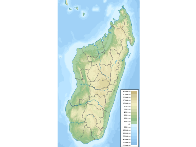 Map of Madagascar in green and light yellow