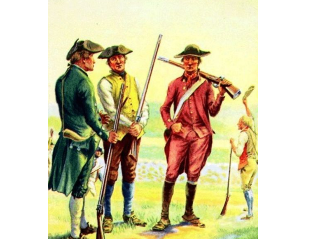 Three men with green, yellow, and red clothing. 