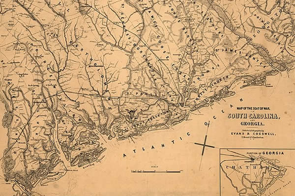Map of the seat of war, in South Carolina, and Georgia.